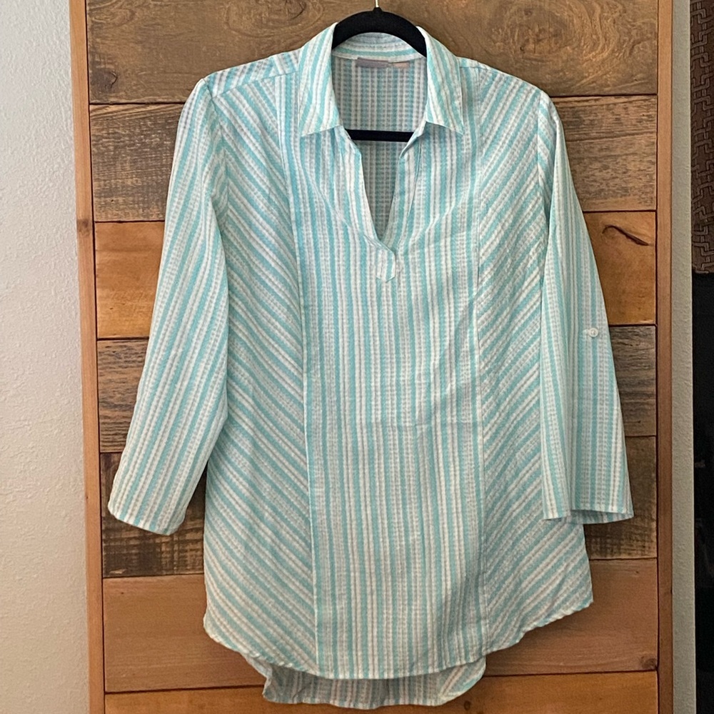 Chico’s Striped Tunic Seafoam / White - Size 1